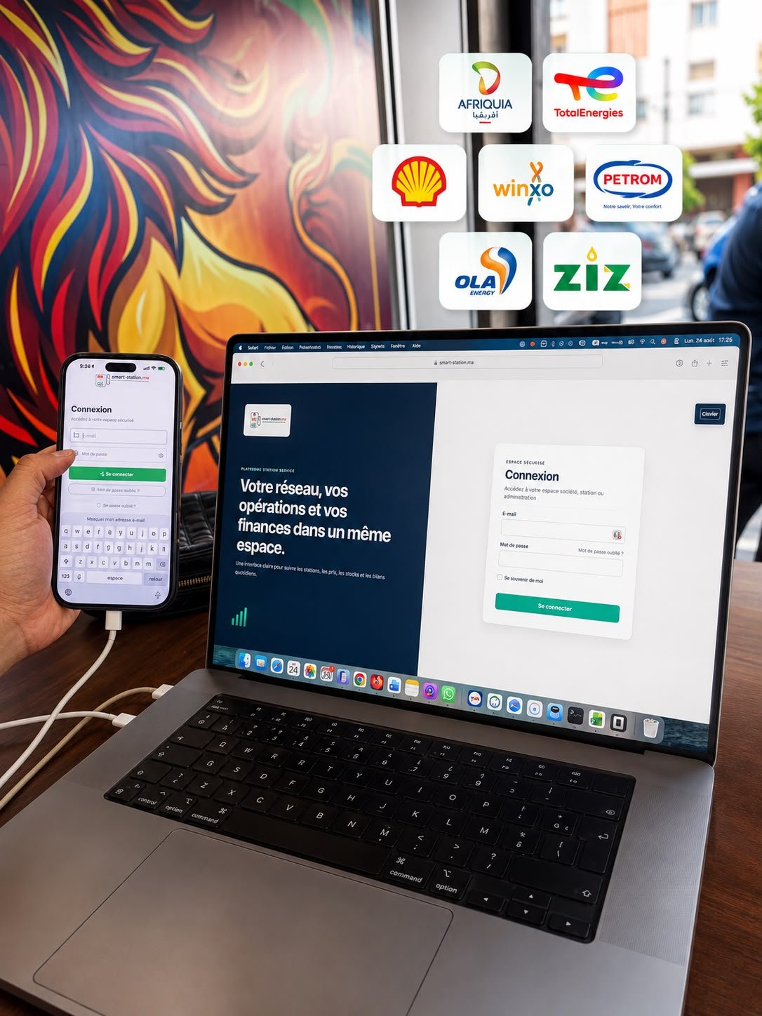 Utilisation réelle de Smart Station sur mobile et ordinateur