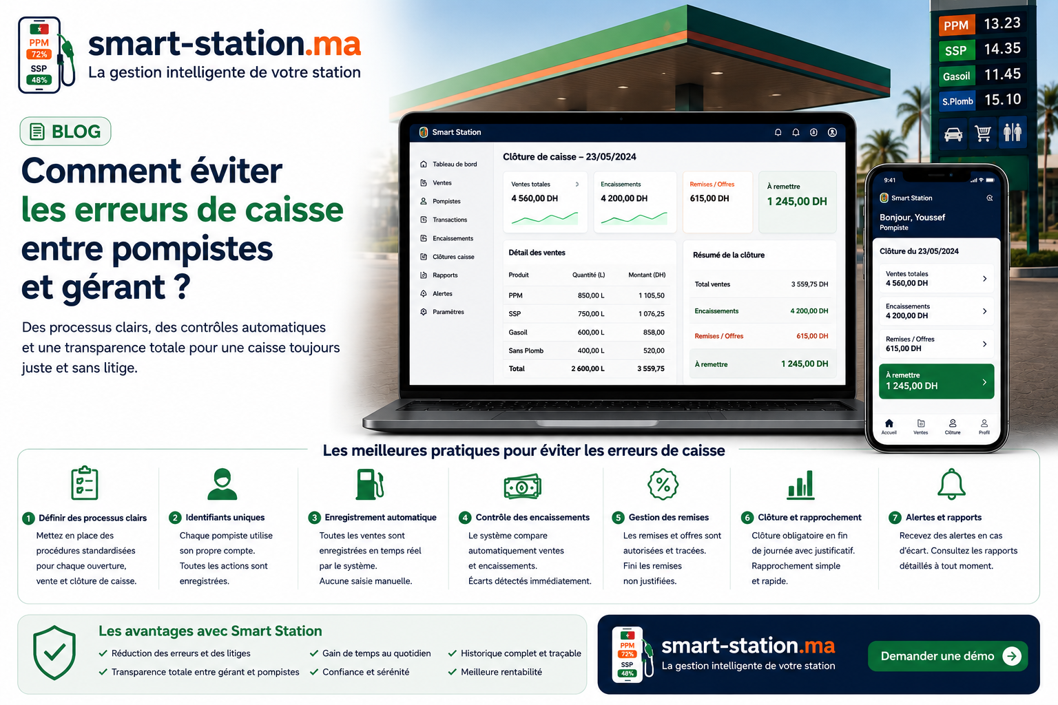 Illustration : Comment éviter les erreurs de caisse entre pompistes et gérant ?