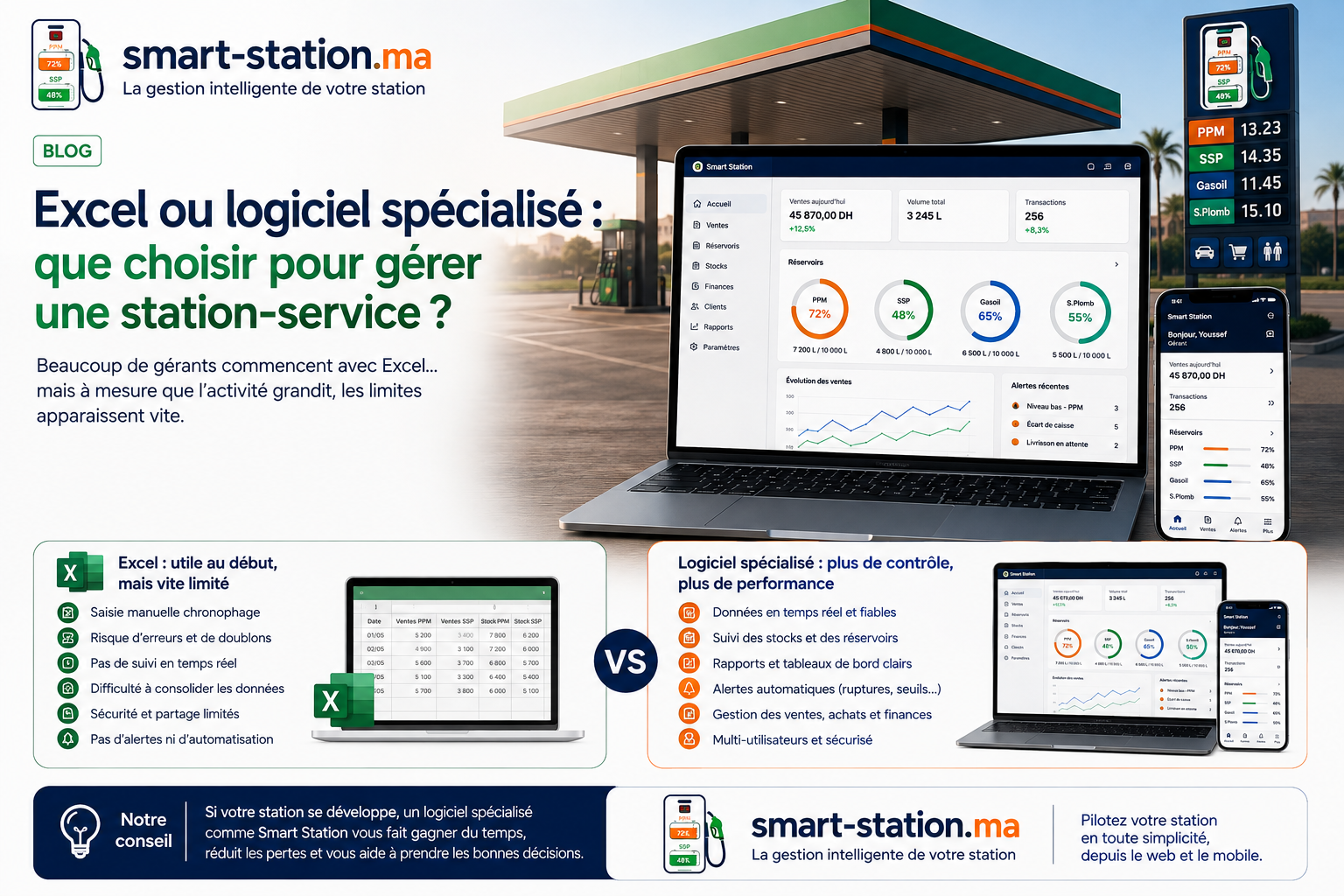 Illustration : Excel ou logiciel spécialisé : que choisir pour gérer une station-service ?